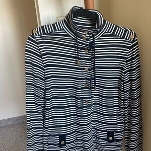 Tory Burch Black and White Striped Top